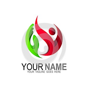 community logo or social gathering + fitness icon , fire icon, charity symbol