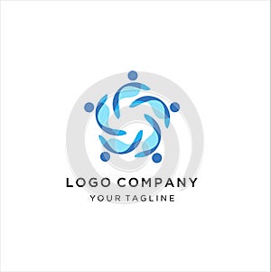 Community logo template vector icon design, People Group Connectivity Logo