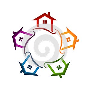 Community neighborhood houses logo