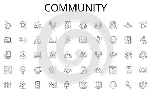 Community line icons collection. Comfort, Shelter, Sanctuary, Haven, Cozy, Welcoming, Liveable vector and linear