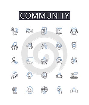 Community line icons collection. Ice, Snow, Permafrost, Tundra, Melting, Glaciation, Climate vector and linear photo