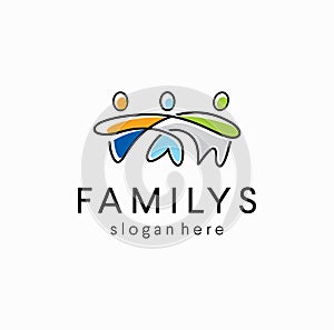 Community people group logo Design social icon template Vector Illustration. teamwork connection design concept family