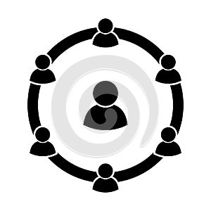 Community of people on the Internet, an icon of users gathered together in a circle