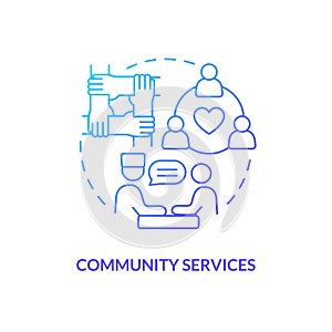 Community services blue gradient concept icon