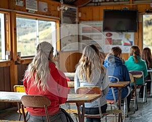 A community support group meeting in a local hall photo