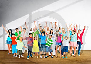 Community Togetherness Children Multiethnic Cheerful Happiness C