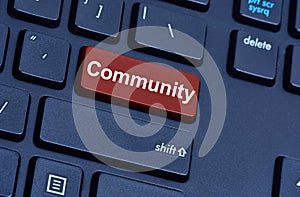 Community word on computer keyboard button