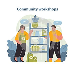 Community Workshops Vector Illustration. Enthusiastic individuals share.