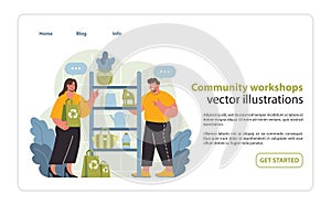 Community Workshops Vector Illustration. Enthusiastic individuals share.