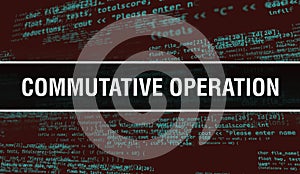 Commutative operation concept with Random Parts of Program Code. Commutative operation with Programming code abstract technology