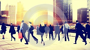 Commuter Buiness People Corporate Cityscape Walking Travel Concept