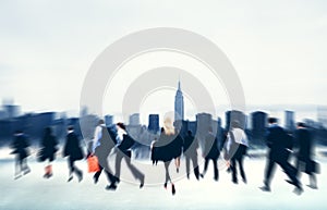 Commuter Business People Corporate Cityscape Walking Travel Conce