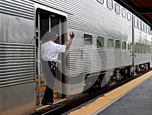Commuter train conductor