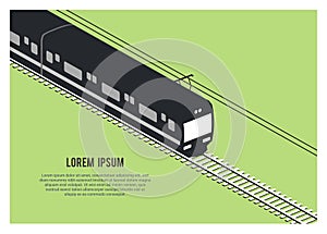 Commuter train silhouette in isometric view. Simple flat illustration.