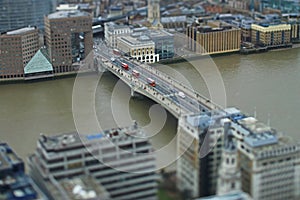 Commuters crossing London Bridge, London