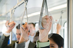 Commuters on light rail
