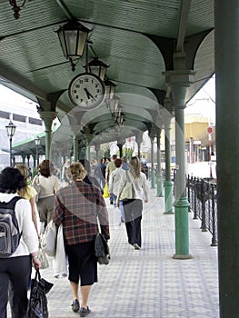 Commuters at the railway station platform