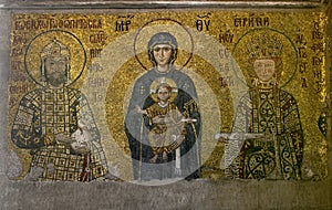 The Comnenus mosaics 12th-century in in Aya Sofya in Istanbul in Turkey. photo