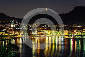 Como and its lakefront by night