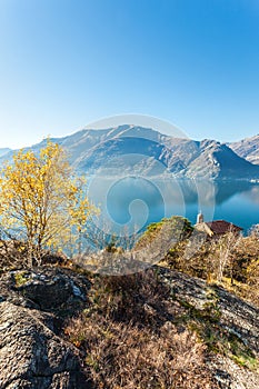 Como lake IT - Church of San Rocco above Dervio