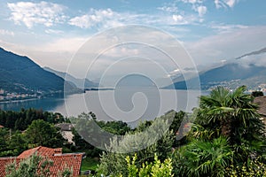 Como lake landscape, Laghetto di Piona in Italy, Alps, Europe.