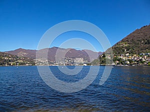 Como - Panoramic view from a boat of city and lake of Como, Lomardy, Italy, Europe