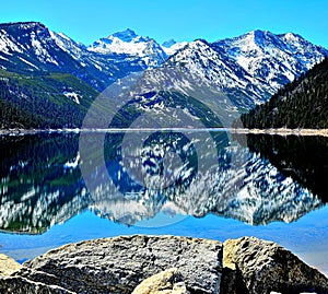 Como Peaks, Reflected in Lake Como, Bitterroot Mountains, Montana.