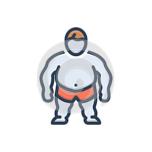 Color illustration icon for Comorbidity, overweight and chunky photo