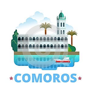 Comoros country design template Flat cartoon style