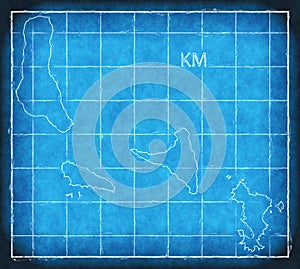 Comoros map blue print artwork illustration silhouette