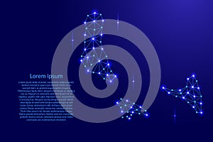 Comoros map of polygonal mosaic lines network, rays, space stars of illustration.
