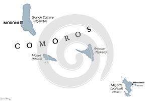 Comoros and Mayotte political map