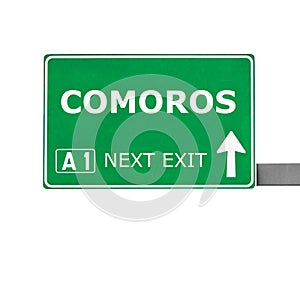 COMOROS road sign isolated on white