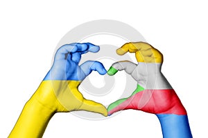 Comoros Ukraine Heart, Hand gesture making heart