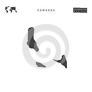 Comoros Vector Map Isolated on White Background. High-Detailed Black Silhouette Map of Comoros