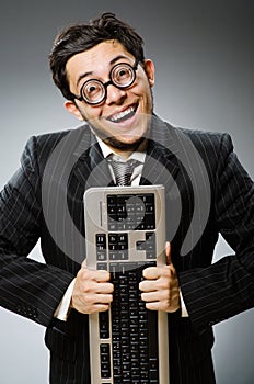 Comouter geek with computer