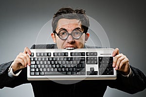 Comouter geek with computer