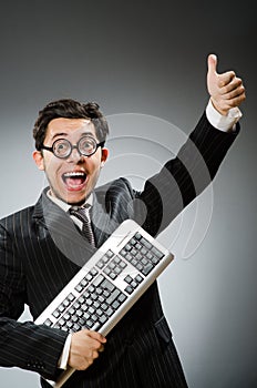 Comouter geek with computer