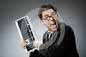 Comouter geek with computer