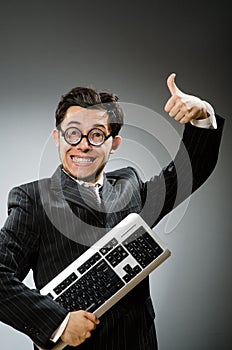 Comouter geek with computer