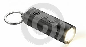 Compact black led mini keychain flashlight with multiple buttons and ring