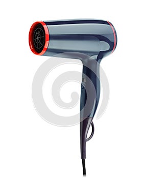 Compact blue electric hair dryer