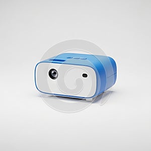 Compact blue and white portable mini projector