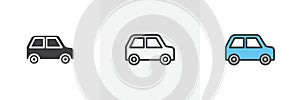 Compact car icon vector set on white background