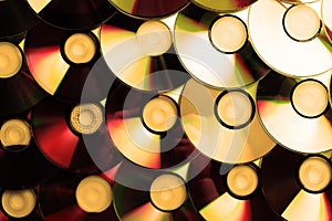 Compact CD discs collection. Background from a set of disks