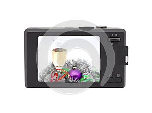 Compact digital camera. Christmas photo.