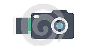 Compact Digital Camera Icon: Minimalist Flat Design, vector design Generative AI