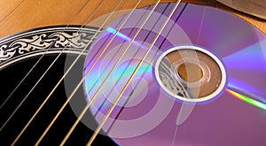 Compact Disc on an Acoustic Guitar