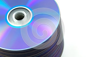 Compact disc CD's stack on white photo