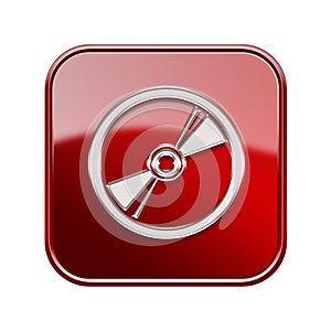 Compact Disc icon glossy red.